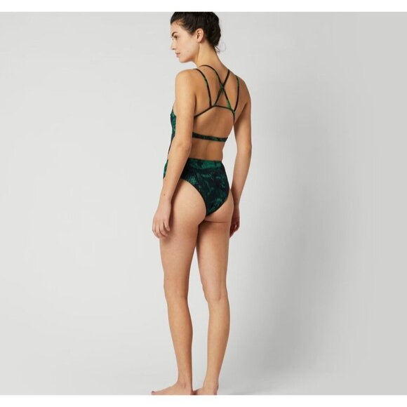 Mystic Jorun Cutout Swimsuit One Piece Women Women 38/8 Green Black Beach - Picture 13 of 13